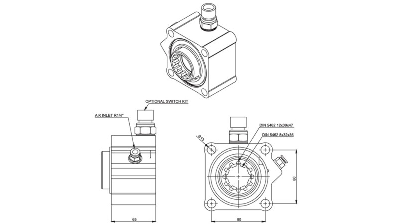 GEAR DRIVE FOR HYDRAULIC PUMP - ZF ALUMINIUM WITH SWITCH