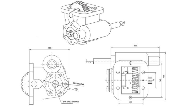 NEBENANTRIEB FÜR HYDRAULIKPUMPE - ZF- MB 800 SIDE