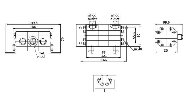 HYDRAULIC GEAR FLOW DIVIDER 2/1 (9,5-18,9 lit - max. 240bar) 4,2cc/SEG