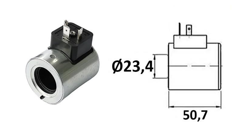 ELEKTRO MAGNETNA TULJAVA 12V DC ZA VENTIL CETOP 3 - fi 23,4mm-50,7mm 30W IP65