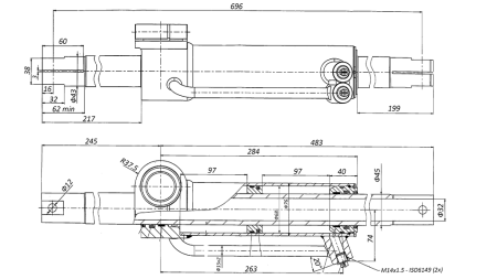 HYDRAULIC POWER STEERING CYLINDER MASSEY FERGUSON  OEM-6202491M91, 3773713M91, 3763762M91