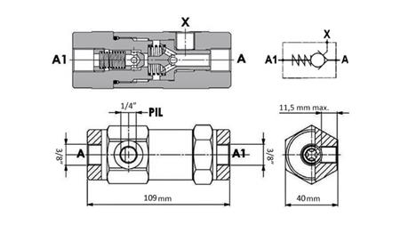 HYDRAULICKÝ ZÁMOK VBPSL 3/8 SD JEDNOSMERNÉ S PIL.