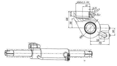 HYDRAULIC POWER STEERING CYLINDER MASSEY FERGUSON  OEM-6202491M91, 3773713M91, 3763762M91