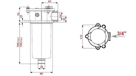 HYDRAULIC SUCTION FILTER - METAL 3/4 - 30u - 75 lit/min