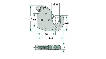 LOWER HITCH POINT - BOTTOM AUTOMATIC HOOK CAT.1 ECO