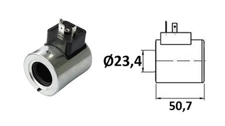 ELECTROMAGNETIC COIL 24V DC FOR VALVE CETOP 3 - fi 23,4mm-50,7mm 30W IP65