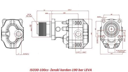 HIDRAVLIČNA LITOŽELEZNA ČRPALKA ISO30-100cc- ženski kardan-190 bar LEVA