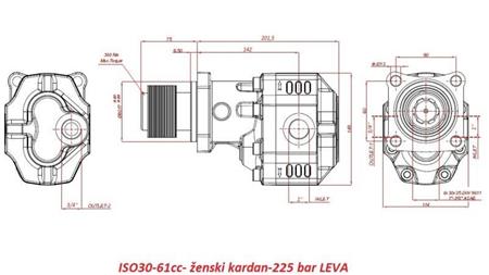 HIDRAVLIČNA LITOŽELEZNA ČRPALKA ISO30-61cc- ženski kardan-225 bar LEVA