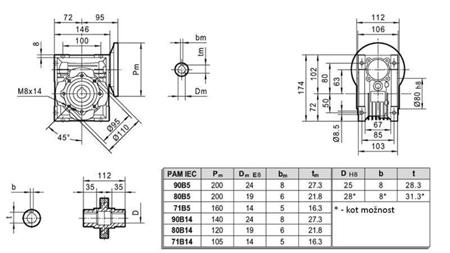 PMRV-63 REDUKTOR PRE ELEKTROMOTOR MS80 (0,55-0,75kW) POMER 20:1