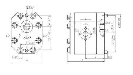 HIDRAVLIČNA ČRPALKA 30C42X242 REAR GR.3 42 CC DESNA-dimenzije