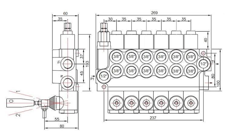 HYDRAULIC VALVE 6xP40