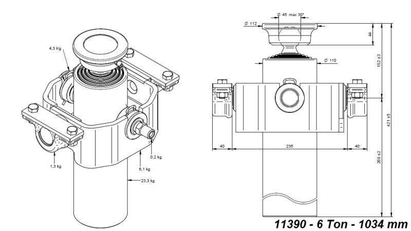 TELESKOPSKI CILINDER COMPACT 4 STOPNJE 1034mm x110 -KROGLA