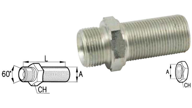 HYDRAULIC STUD FITTING MALE BSP EXTENDED  1/2