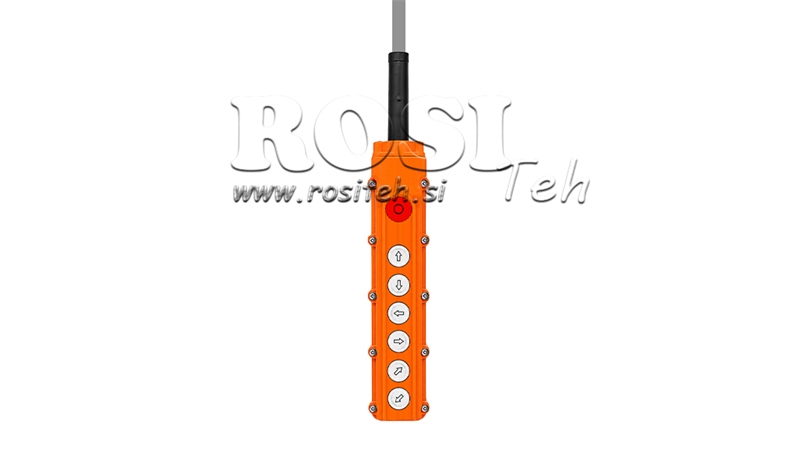 TELECOMANDO 6 TASTI + INTERRUTTORE DI EMERGENZA IN CUSTODIA CON CAVO