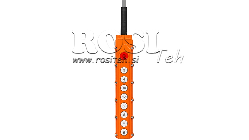 TELECOMANDO 6 TASTI + INTERRUTTORE DI EMERGENZA IN CUSTODIA CON CAVO