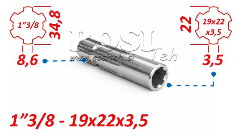 ZAPFWELLEN ANSATZ 13/8 19x22x3,5 10 ZÄHNE
