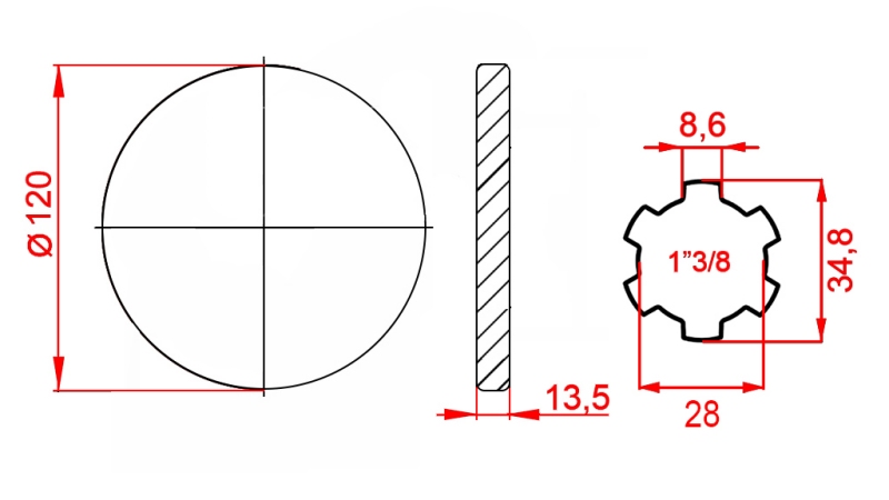 ADATTATORE CARDANICO CON FLANGIA 1-3/8 (125 mm)