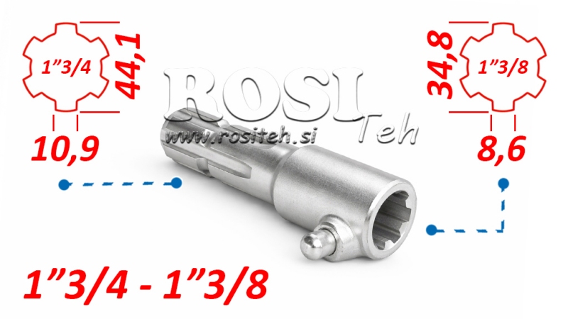 ADAPTER P.T.O. Z PINEM od 1”3/8 do 1”3/4