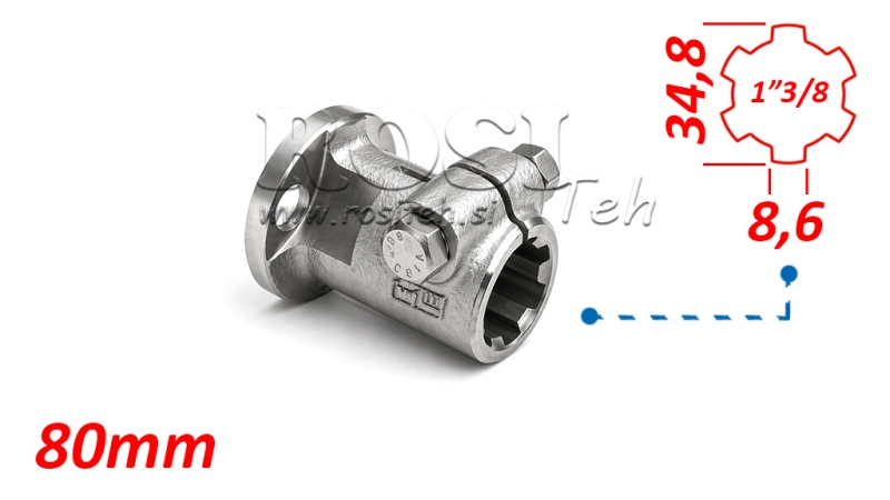 KARDANOVÝ ADAPTÉR S PŘÍRUBOU 3 OTVORY A ČEPEM 1-3/8 (80 mm)