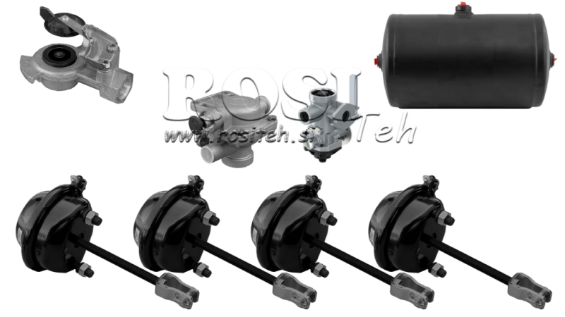 JUEGO DE FRENOS DE AIRE PARA REMOLQUE SISTEMA COMPLETO DE CIRCUITO SIMPLE 4 CILINDROS