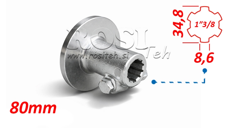 KARDANADAPTER FLANTSIGA JA TAPIGA 1-3/8 (80 mm)