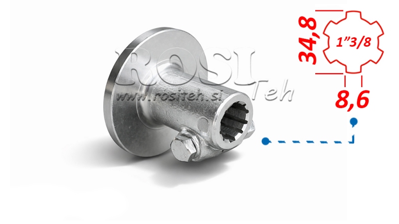 ADAPTADOR CARDÁN CON BRIDA Y PASADOR 1-3/8 (80 mm)