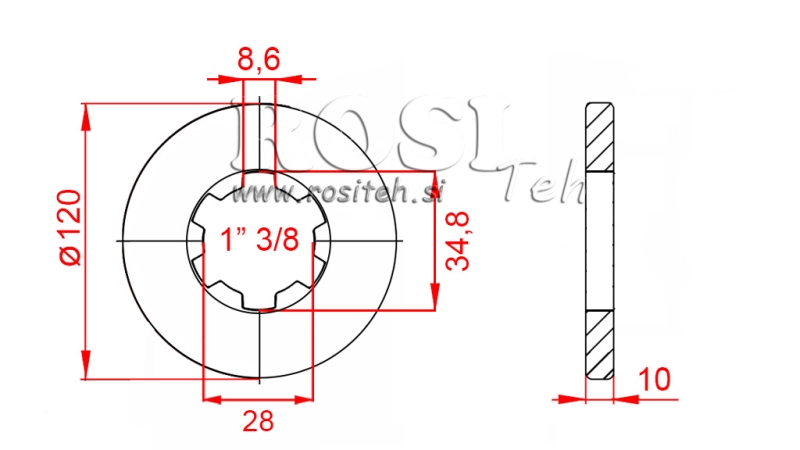 KARDANADAPTER FLANTSIGA JA TAPIGA 1-3/8 (80 mm)