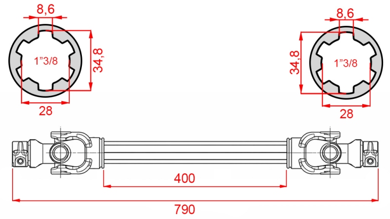 ECO KARDANOVÝ HRIADEĽ 790mm 35-60HP ŠTANDARD