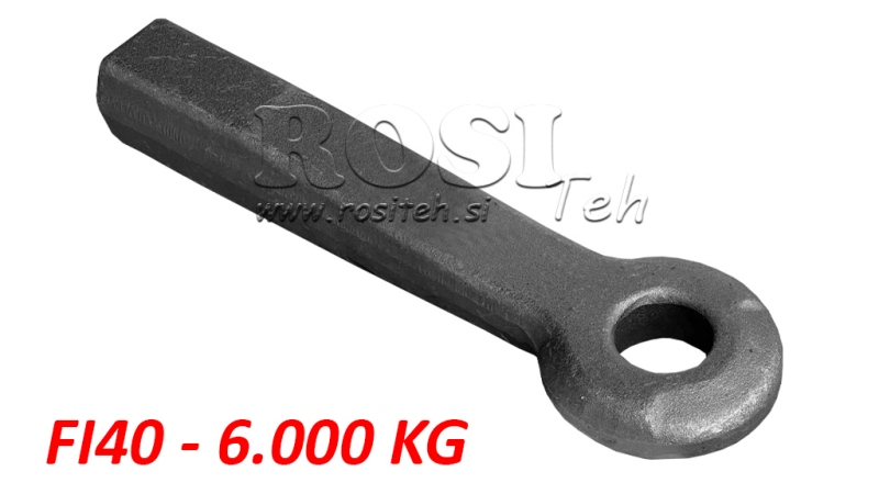 TOWING HOOK FIXED Φ40 50X50 L370 - 6.000/1.000KG