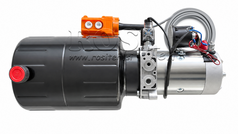MINI HYDRAULINEN POWER-PACK 12V DC - 1.6kW = 2.1cc - 8 litraa - yksivaiheinen laite (metalli)