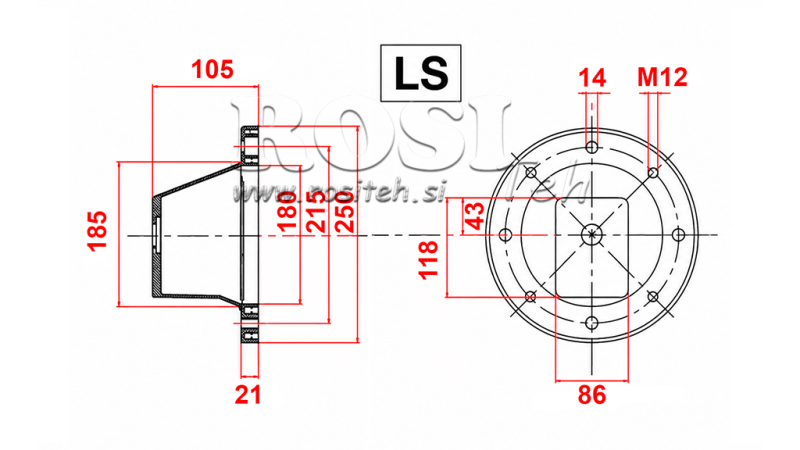 HYDRAULIC FLANGE LS252 (EM2,2-4 KW/GR.2)
