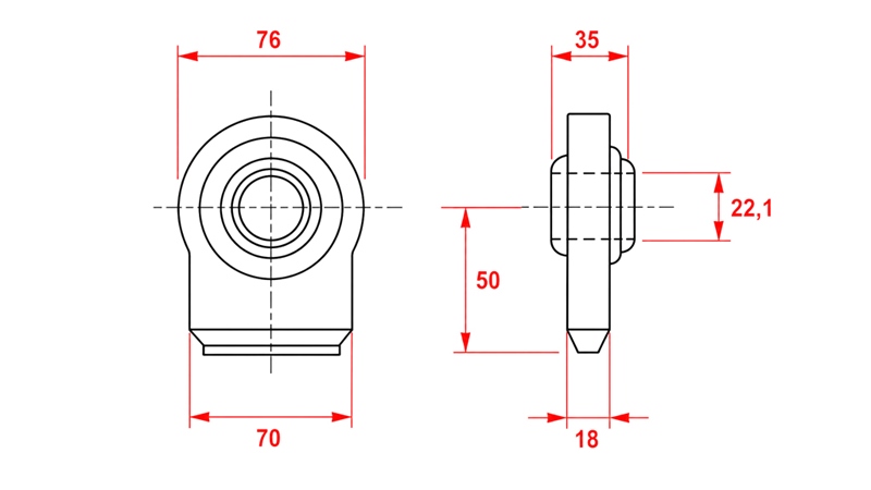 WELDING EYE BEARING - PLATE JOINT CAT.1 Φ22.1/70
