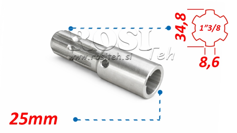 KARDANO ADAPTERIS 1-3/8 - SKYLĖ fi 25 mm (145 mm)