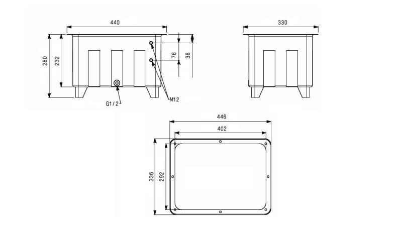 RESERVOIR FOR HYDRAULIC AGGREGATE TYPE MPN 25 LIT - dimensions