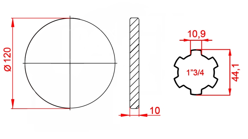 P.T.O. ADAPTERI FLANGE 1 3/4 L120