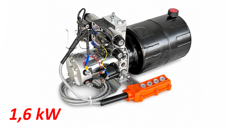 MINI HYDRAULIKAGGREGAT 12V DC - 1.6kW = 2.1cc - 8 lit - 2x bidirektionell enhet (metall)