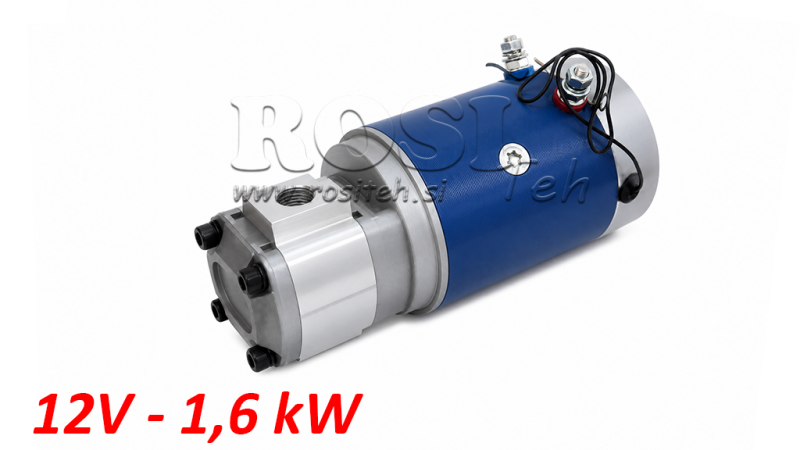 HIDRAVLIČNI SKLOP ČRPALKE GR.1 + ELEKTRO MOTOR 12V 1,6kW = 2,5cc - 6,6lit