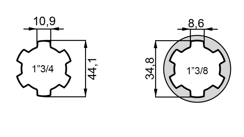 HRIADEĽ DRÁŽKOVANÁ 1''3/4 na 1''3/8