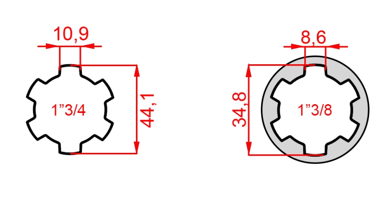 ADAPTADOR P.T.O. 1''3/4 para 1''3/8