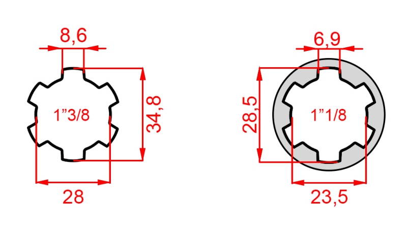 KARDANSKI NASTAVEK ADAPTER iz 1-1/8 na 1-3/8 (76 mm)