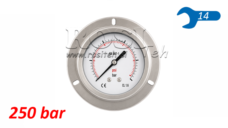 MANOMETER DN63 REAR 0 - 250 BAR - 1/4