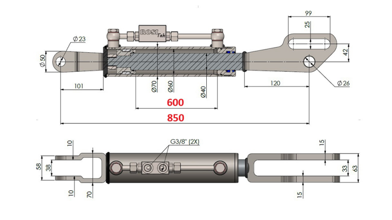 2TON. HYDRAULINEN KALTEVUUDENSÄÄDIN 60/40-250 (600MM-850MM)