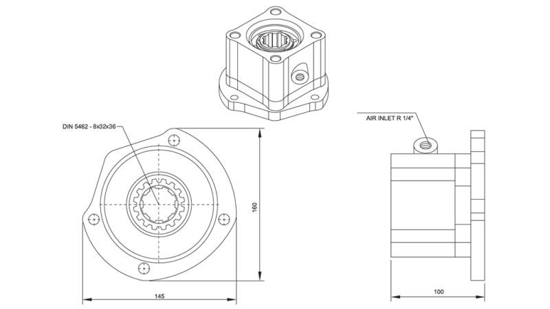 Dimensiones SALIDA PARA BOMBA HIDRÁULICA - VOLVO R6-1