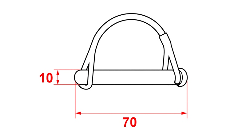 OREPINNE M/LÅSEFJÆR SETT Φ 10/70 MM (5 STK)