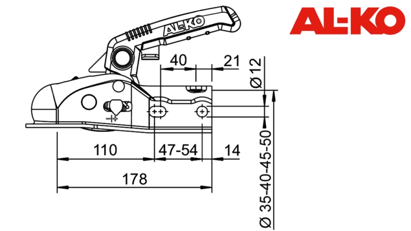 HINAUSKOUKKU AL-KO AK-161 AUTOPERÄVAUNULLE PYÖREÄ 1,600 KG FI50-45-35