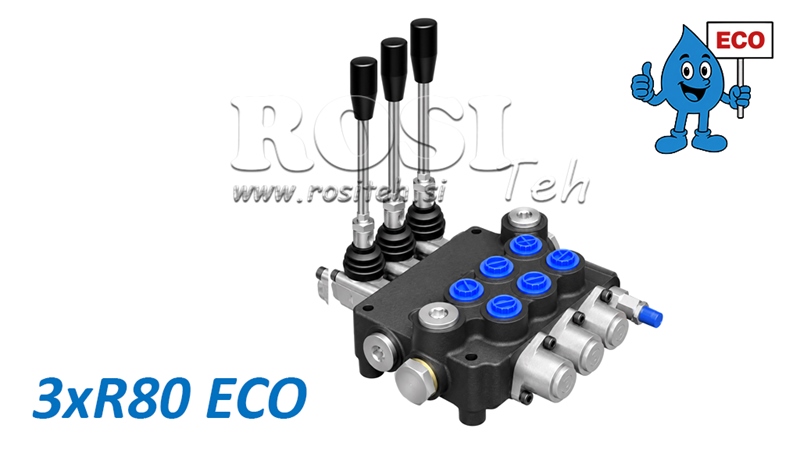 HIDRAVLIČNI ROČNI VENTIL – RAZVODNIK 3-SEKCIJSKI 3xR80 ECO
