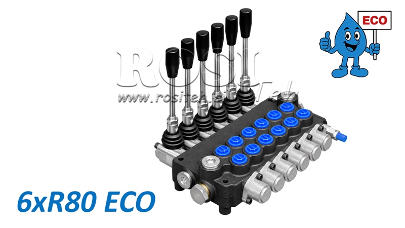 HIDRAVLIČNI ROČNI VENTIL – RAZVODNIK 6-SEKCIJSKI 6xR80 ECO