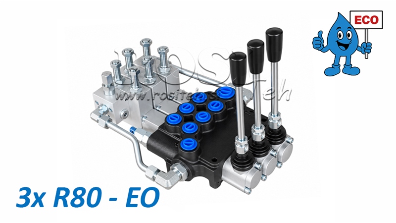 HIDRAVLIČNI ELEKTRO-ROČNI VENTIL (brez tuljav) – RAZVODNIK 3-SEKCIJSKI 3xR80-EO ECO