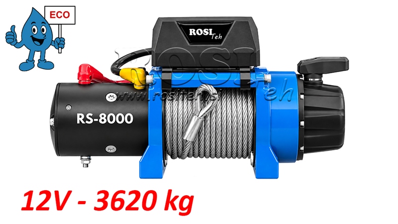 12 V ELEKTRIČNI VITEL RS-8000 - 3620 kg JEKLENA VRV ECO
