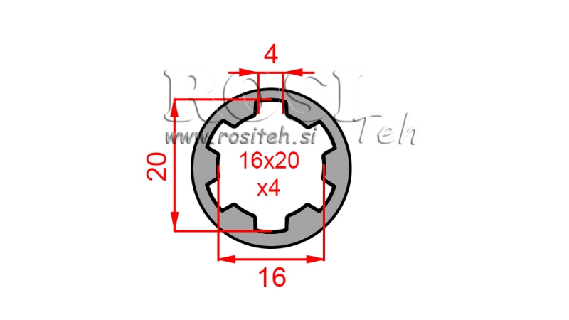 ZAPFWELLENADAPTER HÜLSE 16x20x4 (6 VERZAHNUNGEN) (50 mm)